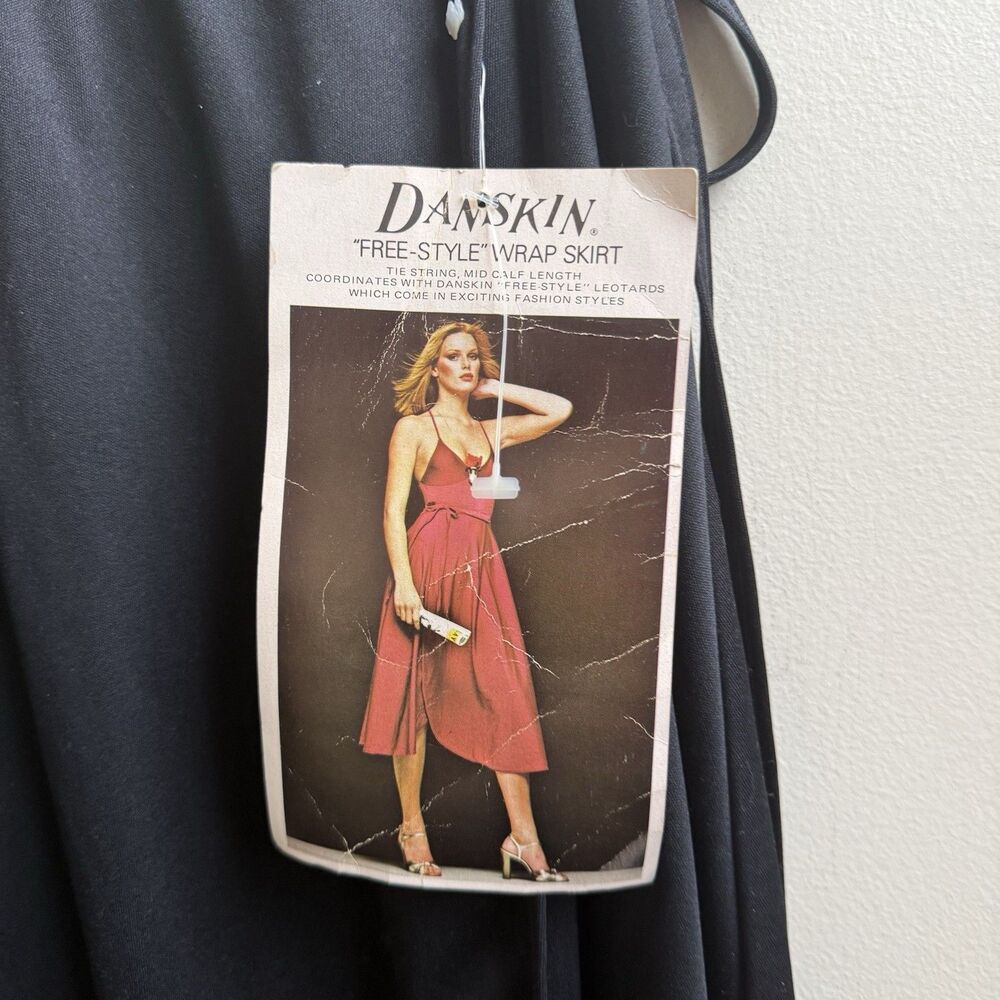 NWT VTG 70s Black Polyester midi Wrap Skirt Danskin ballet balletcore Rare Sz S